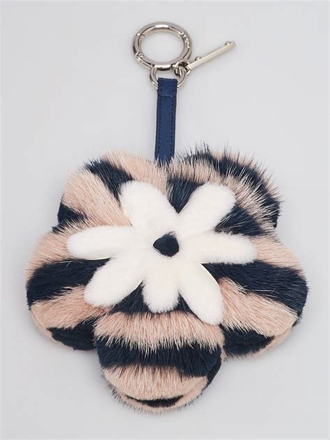 fendi fox mink fur flower bag charm black blue white|Fendi Flower Mink And Fox.